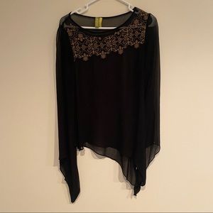Black & Gold Sheer Blouse by Green Dragon